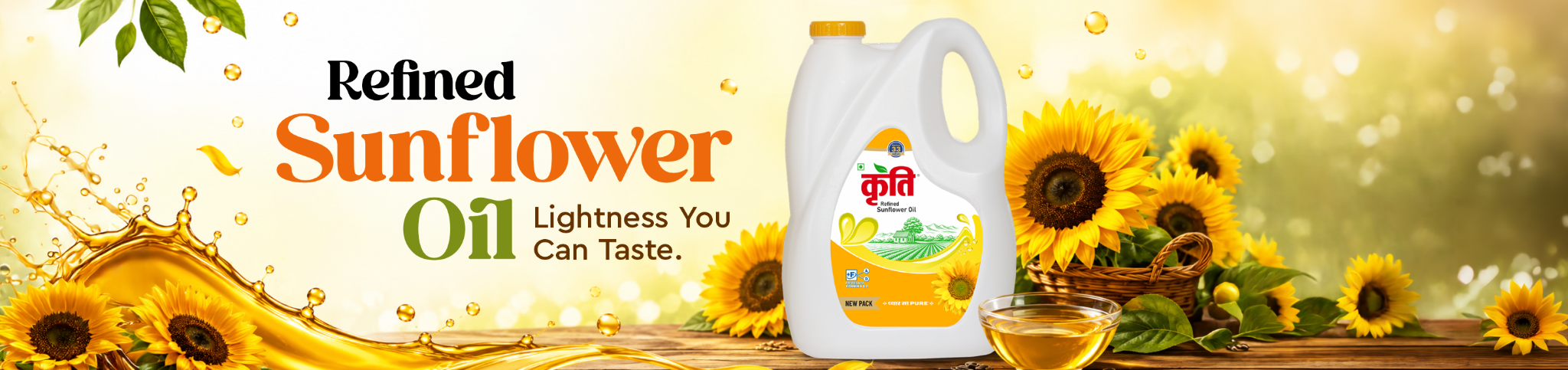 Refined Sunflower Oil Banner - Kriti Nutrients